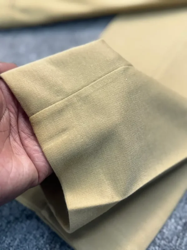 KNIT POLY COTTON BEIGE COLOR SLIM FIT MENS FORMAL PANT - Image 3