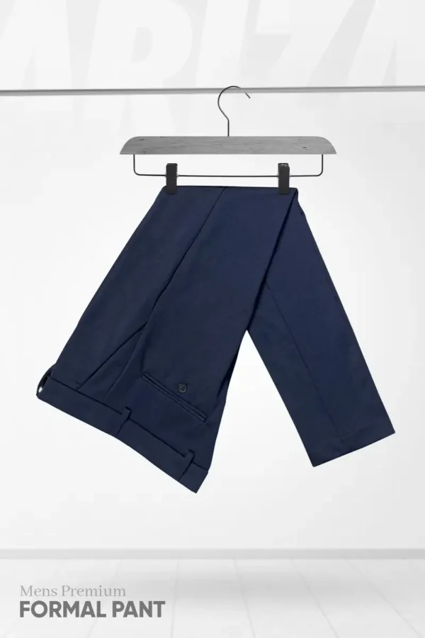 KNIT POLY COTTON NAVY BLUE COLOR SLIM FIT MENS FORMAL PANT